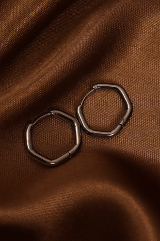 Mini Asimetrik Beşgen Silver Çelik Küpe