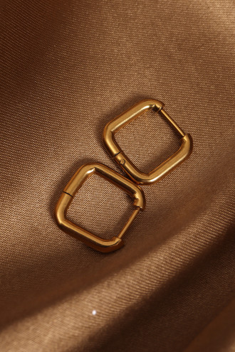 Mini Dikdörtgen Gold Çelik Küpe