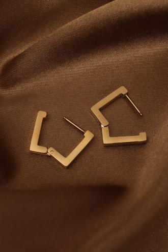 Mini Kare Model Gold Çelik Küpe