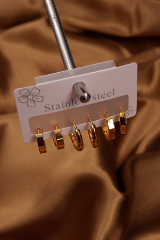 6'lı Bombeli Mini Gold Çelik Küpe