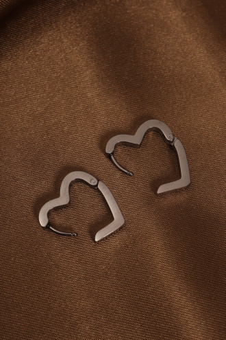 Mini Kalp Model Silver Çelik Küpe