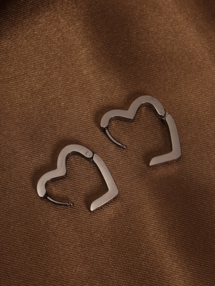 Mini Kalp Model Silver Çelik Küpe