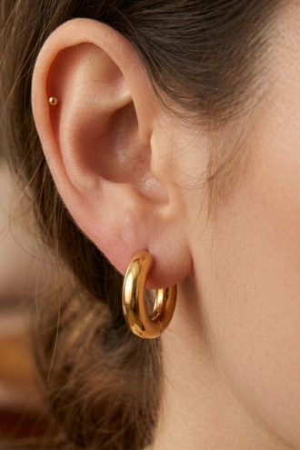 Mini Halka Gold Çelik Küpe