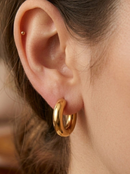 Mini Halka Gold Çelik Küpe