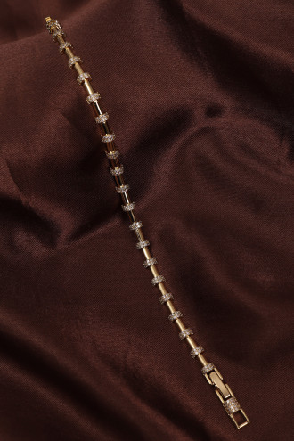 14k Xuping Gold Renk Zirkon Taşlı Şerit Çubuk Model Bileklik 17 + 2 cm