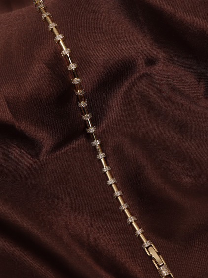 14k Xuping Gold Renk Zirkon Taşlı Şerit Çubuk Model Bileklik 17 + 2 cm