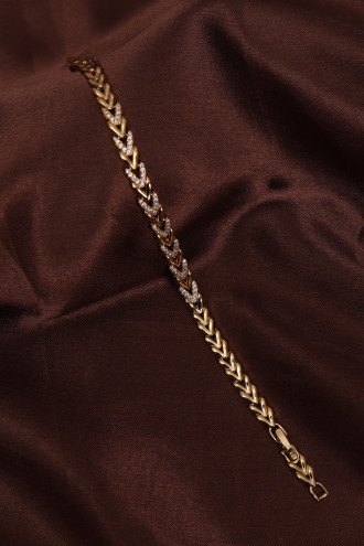 14k Xuping Gold Renk Zirkon Taşlı Balıksırtı Desenli Bileklik 17 + 2 cm