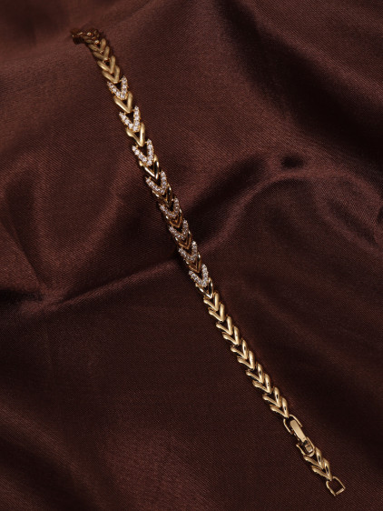 14k Xuping Gold Renk Zirkon Taşlı Balıksırtı Desenli Bileklik 17 + 2 cm