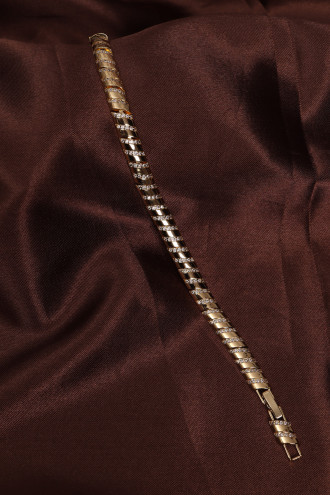 14k Xuping Gold Renk Zirkon Taşlı Bombeli Diagonal Model Bileklik 17 + 2 cm