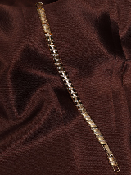 14k Xuping Gold Renk Zirkon Taşlı Bombeli Diagonal Model Bileklik 17 + 2 cm