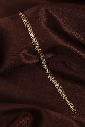 14k Xuping Gold Renk Zirkon Taşlı Dalga Modeli Bileklik 17 + 2 cm