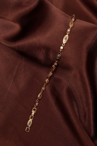 14k Xuping Gold Renk Zirkon Taşlı Badem Modeli Bileklik 17 + 2 cm