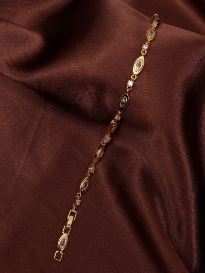 14k Xuping Gold Renk Zirkon Taşlı Badem Modeli Bileklik 17 + 2 cm