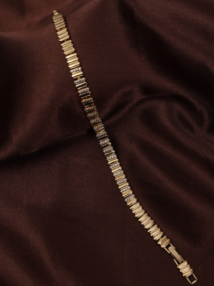 14k Xuping Gold Renk Zirkon Taşlı Sık Şerit Detaylı Bileklik 17 + 2 cm