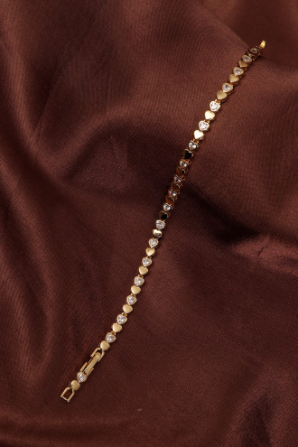 14k Xuping Gold Renk Zirkon Taşlı Kalp Model Bileklik 17 + 2 cm