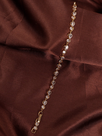 14k Xuping Gold Renk Zirkon Taşlı Dalgalı Suyolu Model Bileklik 17 + 2 cm