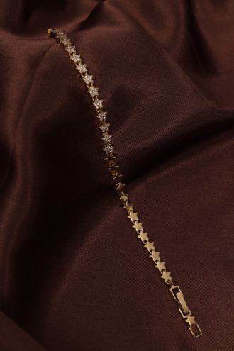 14k Xuping Gold Renk Zirkon Taşlı Yıldız Detaylı Bileklik 17 + 2 cm