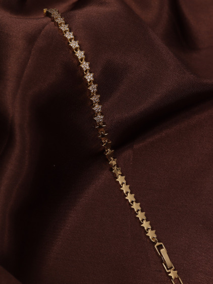 14k Xuping Gold Renk Zirkon Taşlı Yıldız Detaylı Bileklik 17 + 2 cm