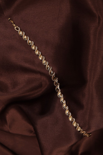 14k Xuping Gold Renk Zirkon Taşlı Kıvrımlı Dalga Modeli Bileklik 17 cm