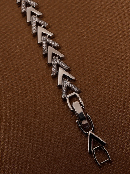 14k Xuping Silver Renk Zirkon Taşlı Balıksırtı Desenli Bileklik 17 + 2 cm