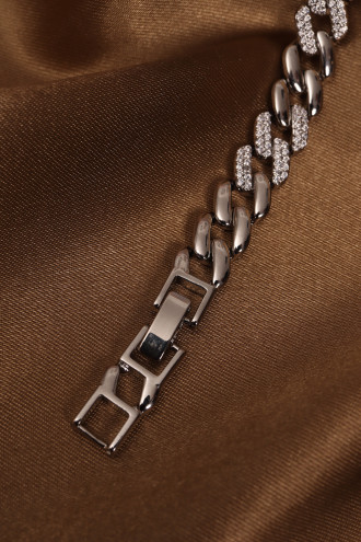 14k Xuping Silver Renk Zirkon Taşlı Zincir Model Bileklik 17 + 2 cm