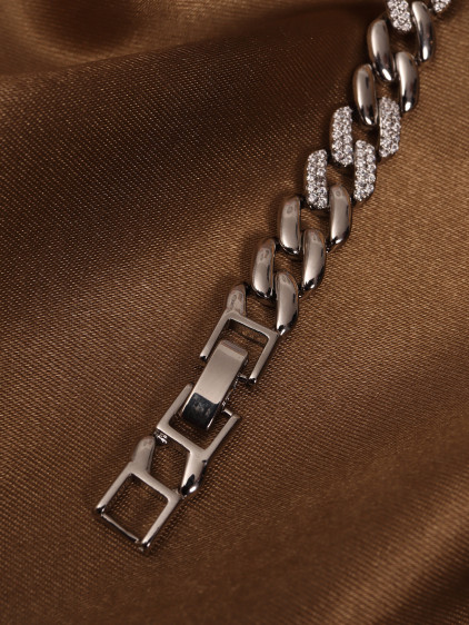 14k Xuping Silver Renk Zirkon Taşlı Zincir Model Bileklik 17 + 2 cm