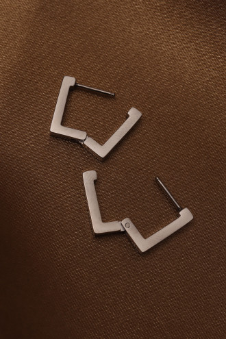 Mini Kare Model Silver Çelik Küpe