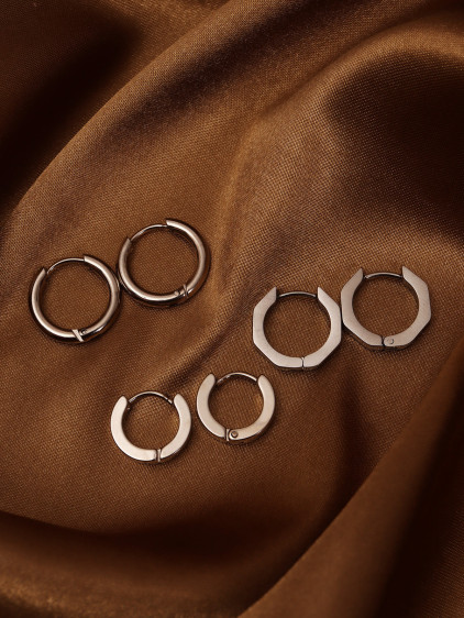 6'lı Bombeli Mini Silver Çelik Küpe