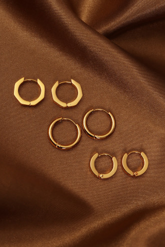 6'lı Bombeli Mini Gold Çelik Küpe