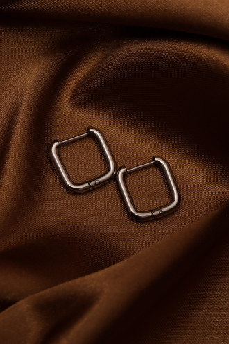 Mini Dikdörtgen Silver Çelik Küpe