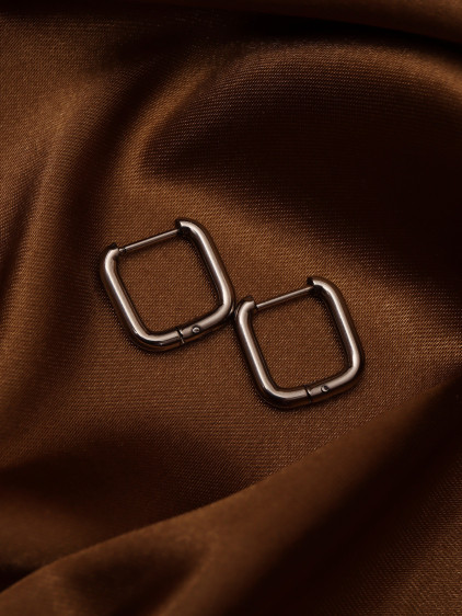 Mini Dikdörtgen Silver Çelik Küpe