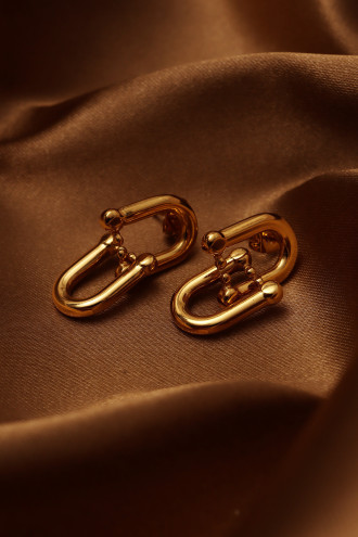 Lock Me Tasarım Gold Çelik Küpe