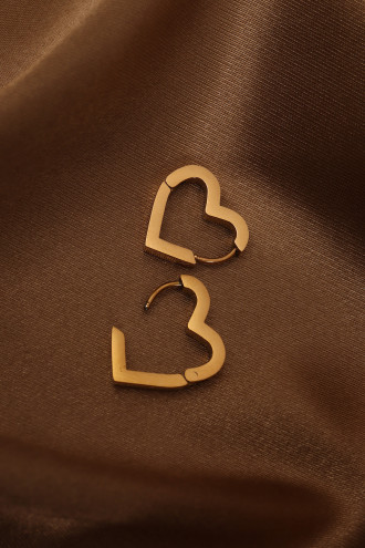 Mini Kalp Model Gold Çelik Küpe