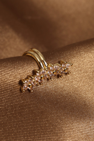 Gold Renk Zirkon Taşlı Çiçek Modeli VIP Kıkırdak Küpe