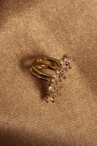 Gold Renk Zirkon Taşlı Çiçek Modeli VIP Kıkırdak Küpe