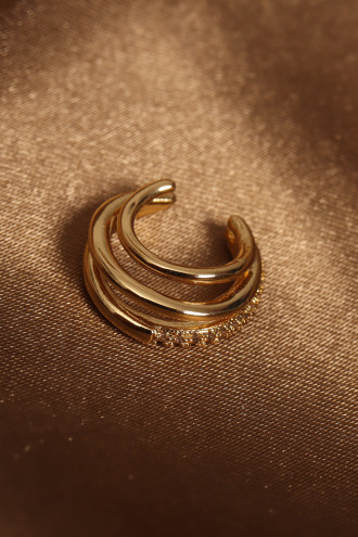 3 Sıralı Gold Renk İnce Halkalı Zarif Kıkırdak Küpe