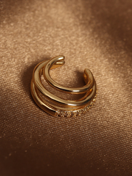 3 Sıralı Gold Renk İnce Halkalı Zarif Kıkırdak Küpe