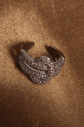 Kemer Modeli Zirkon Taşlı Silver Renk Kıkırdak Küpe