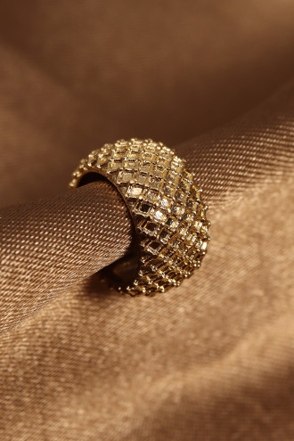 Hasır Modeli Gold Renk Kıkırdak Küpe