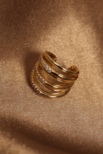 7 Sıralı VIP Model Zirkon Taşlı Gold Renk Kıkırdak Küpe