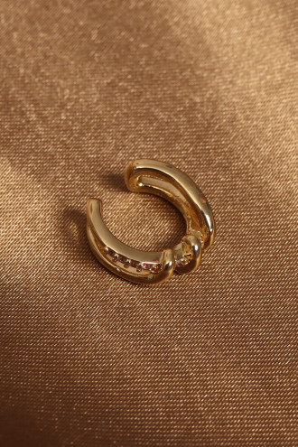 Zirkon Taşlı Gold Renk Sarmal Model Kıkırdak Küpe