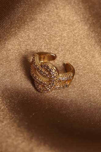 Kemer Modeli Zirkon Taşlı Gold Renk Kıkırdak Küpe