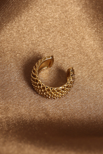 Hasır Modeli Gold Renk Kıkırdak Küpe