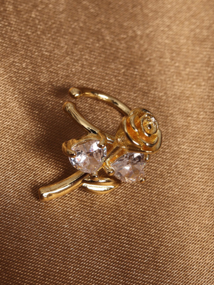 Gül Modeli VIP Model Gold Renk Zirkon Taşlı Kıkırdak Küpe