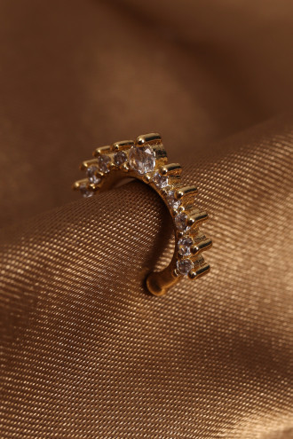 Taç Modeli Zirkon Taşlı Gold Renk Kıkırdak Küpe
