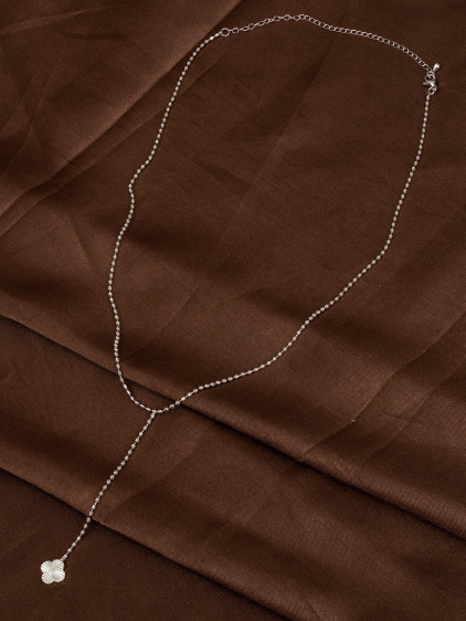 İkonik Yonca Top Top Zincirli Silver Y Kolye