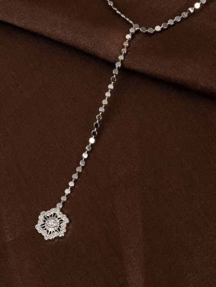 Göz Figürlü Taşlı Pul Zincirli Silver Y Kolye Göz Figürlü Taşlı Pul Zincirli Silver Y Kolye