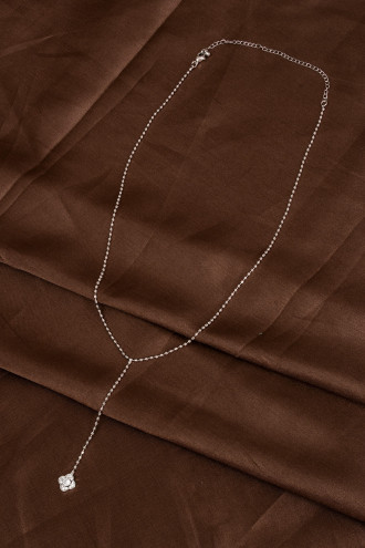 Taşlı İkonik Yonca Top Top Zincirli Silver Y Kolye