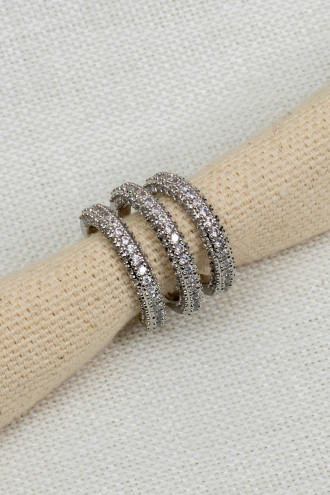 3 Sıra Zirkon Taşlı Silver Kıkırdak Küpe