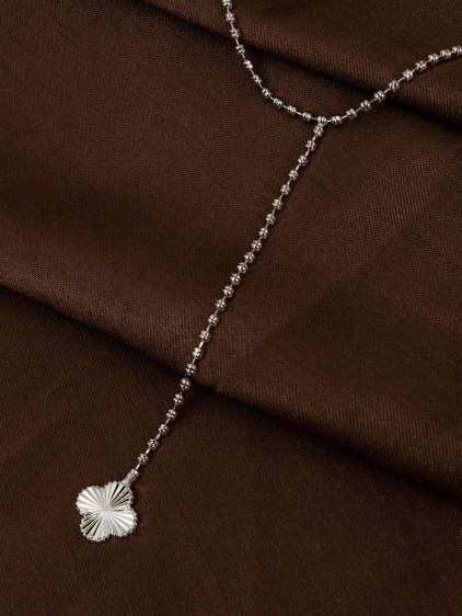 İkonik Yonca Top Top Zincirli Silver Y Kolye